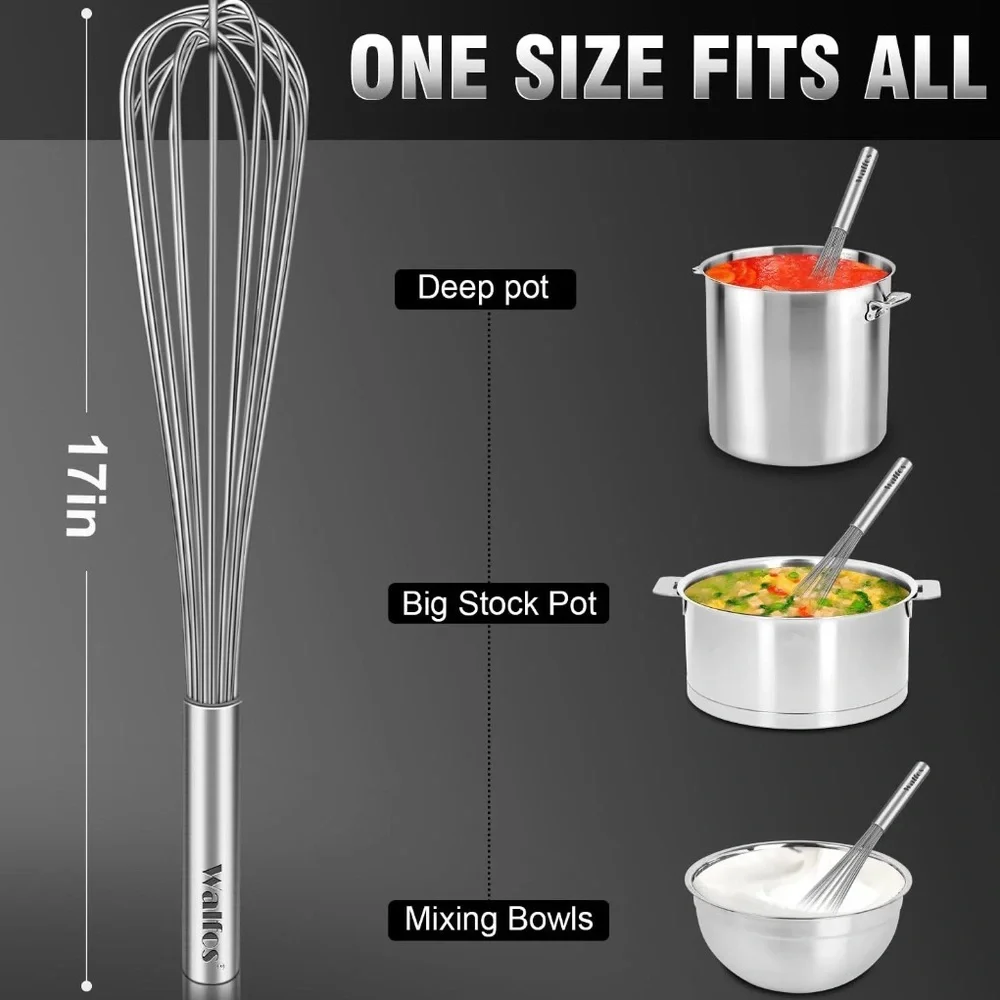 Walfos Whisk Large Heavy Duty Professional Stainless Steel Wire Whisk